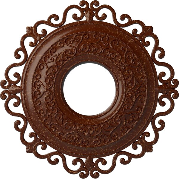 Ekena Millwork Orrington Medallion (Canopies up to 6 1/4"), 22"OD x 6 1/4"ID x 1 3/4"P, Burnished Mahogany Crackle CM22ORBMC - main